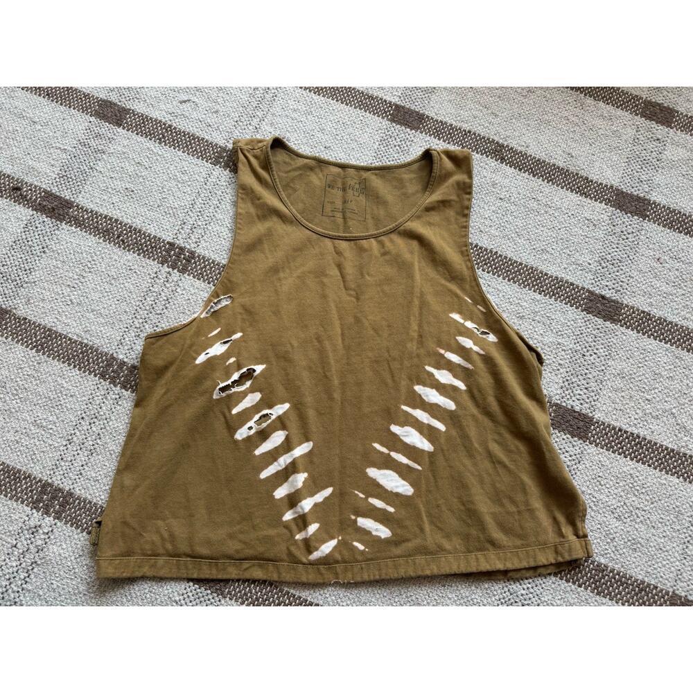 We The Free People Del Ray Tie Dye Tank Green Small Distressed